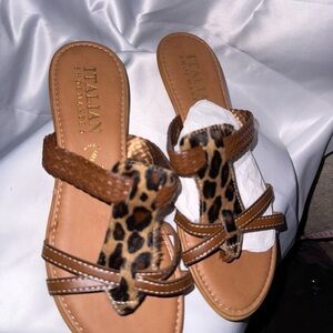 Italian Shoemakers Brown Leopard Sandals